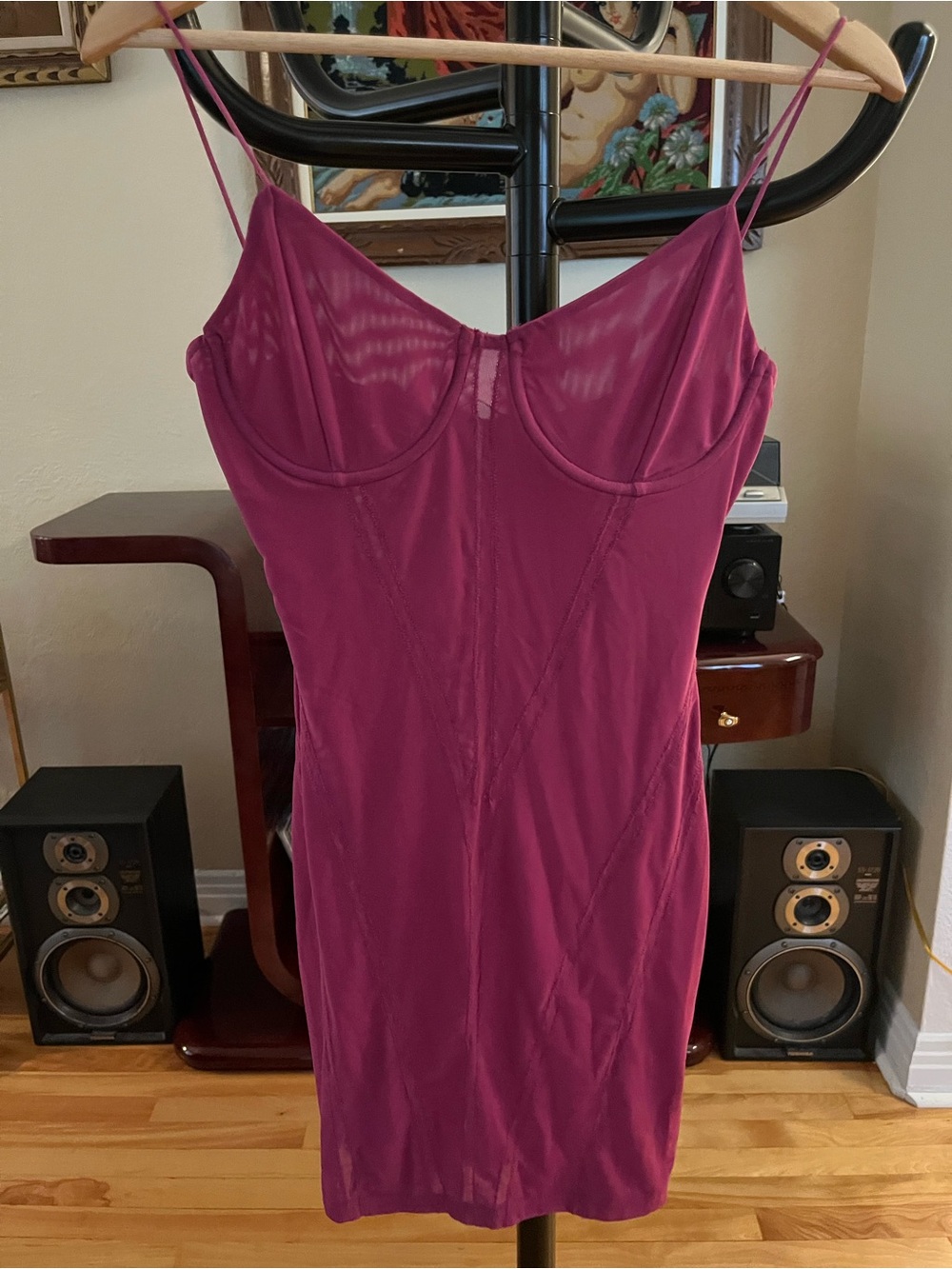 Meshki Sheer Magenta Slip Dress